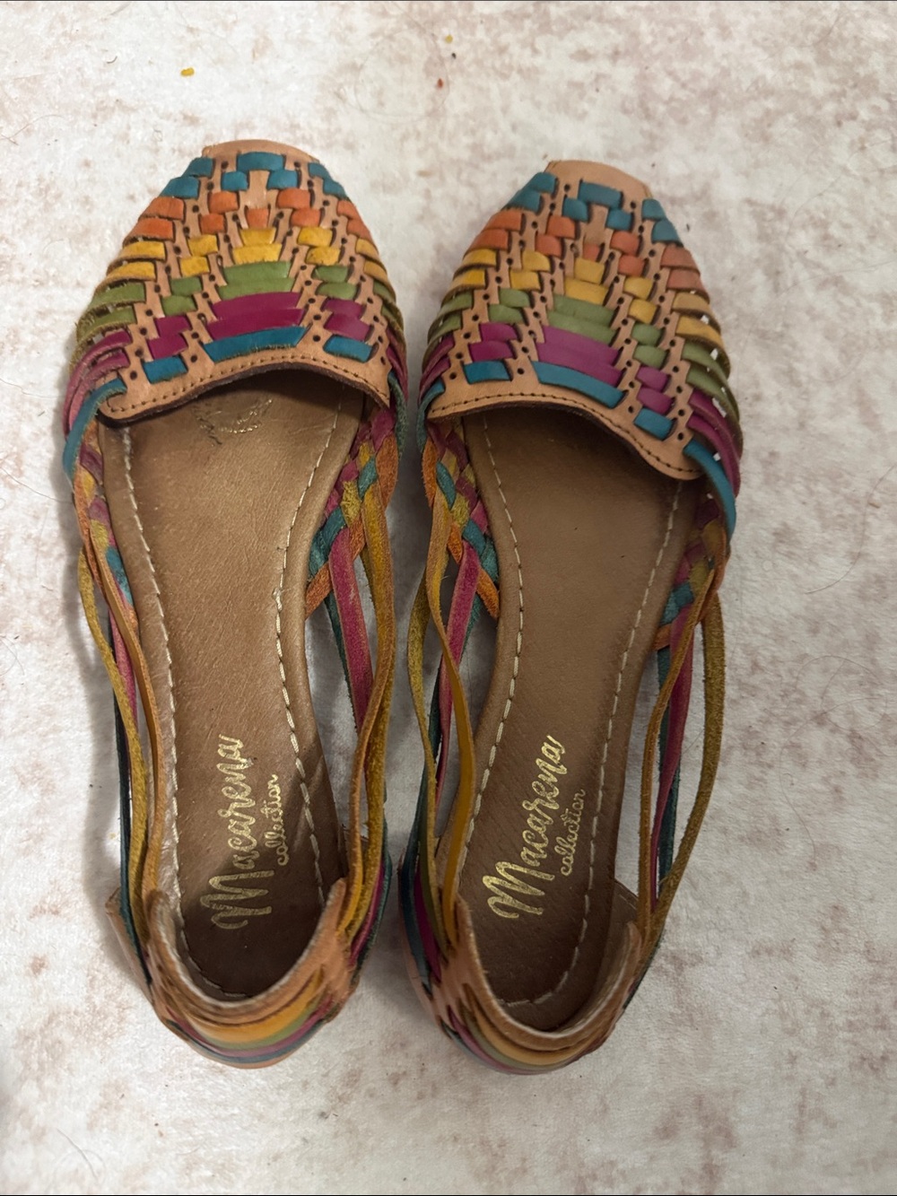 Multicolor Woven Leather Huarache Flats by Mademoiselle Collection